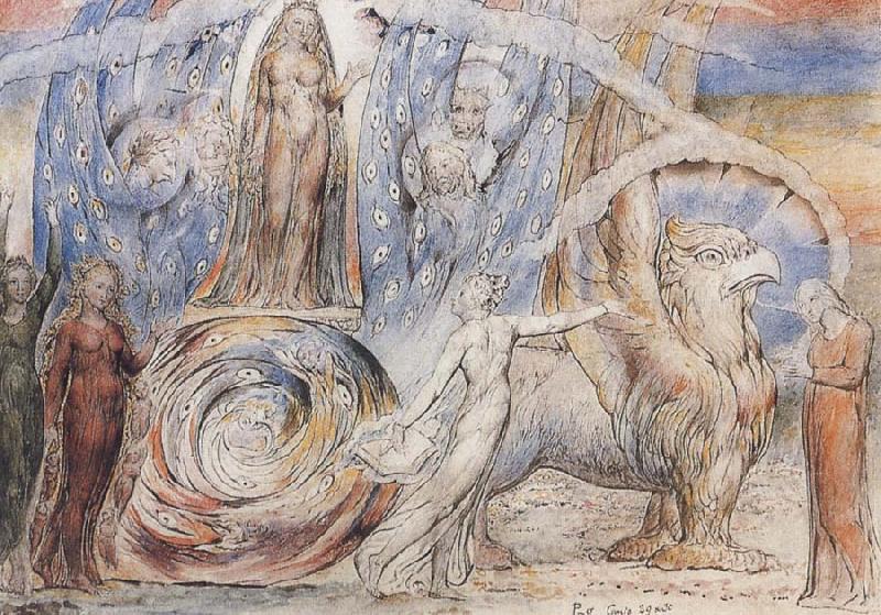 William Blake Beatrice addressing Dante from her Wagon